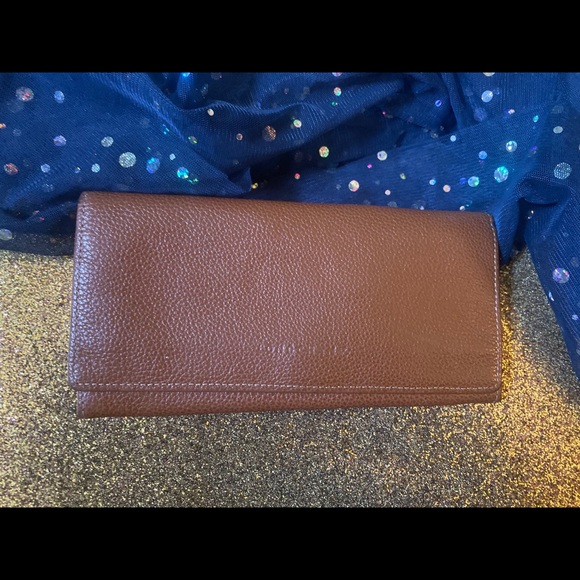 LONGCHAMP LEATHER FOULONNE BI-FOLD CAMEL BROWN Wallet EUC LUX COVETED - Picture 1 of 13